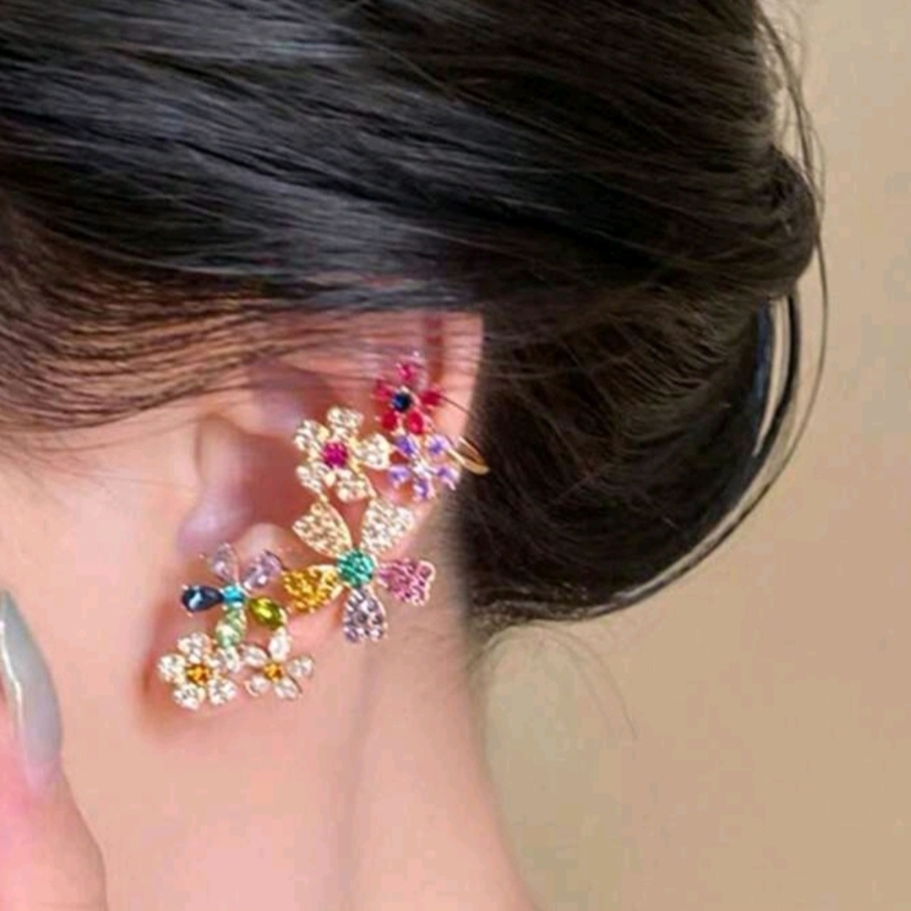 Floral Multicolor Crystal Earrings
